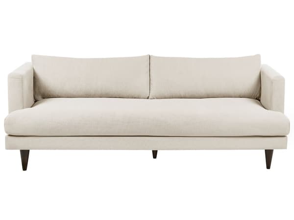 Sofa Lys Beige Polyester 3 Personers Tyk Polstret Dyb Blød Stofsofa til Stuen Moderne Inspiration Stue Møbel Klassisk