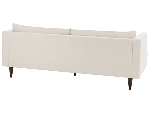 Soffa 3-sits Tyg Ljusbeige Mörka Träben Vardagsrum Ryggkuddar Modern Stil