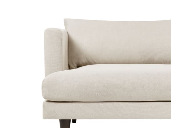 Soffa 3-sits Tyg Ljusbeige Mörka Träben Vardagsrum Ryggkuddar Modern Stil