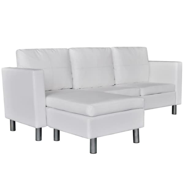 Divansoffa 3-sits konstläder vit