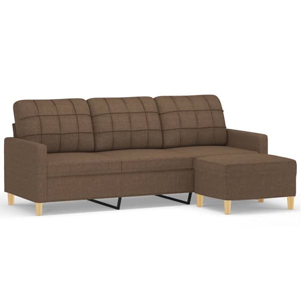 3-sitssoffa med fotpall Brun 180 cm tyg