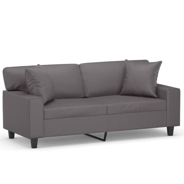 2-sits soffa med prydnadskuddar grå 140 cm konstläder