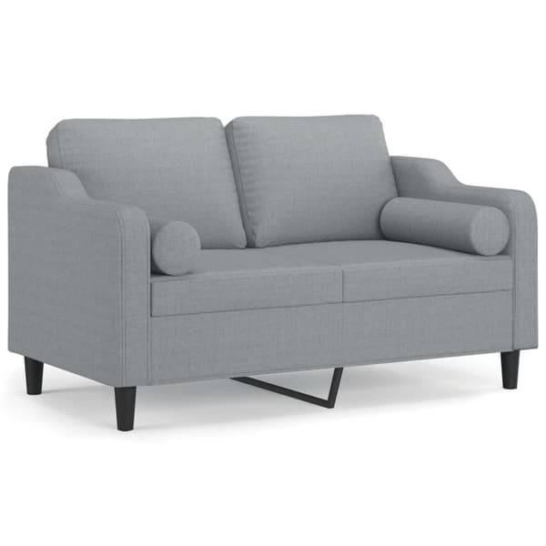 2-sits soffa med prydnadskuddar ljusgrå 120 cm tyg