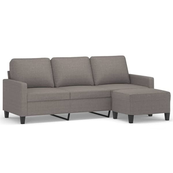 3-sitssoffa med fotpall taupe 180 cm tyg