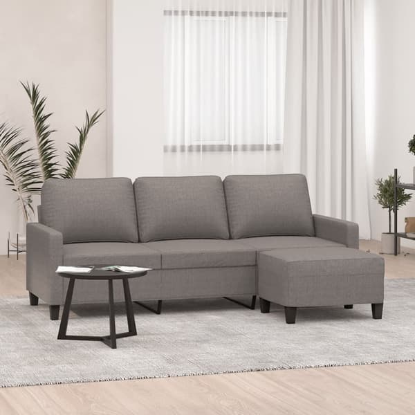3-sitssoffa med fotpall taupe 180 cm tyg