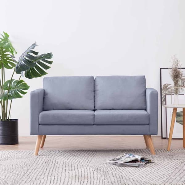 Soffa 2-sits tyg ljusgrå