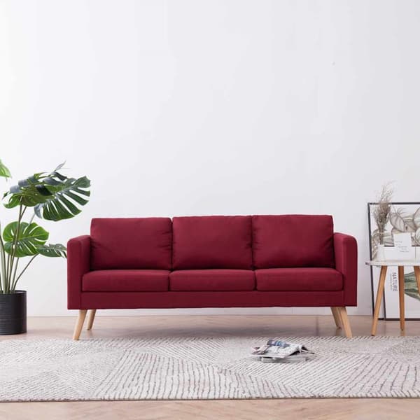 3-sitssoffa tyg vinröd