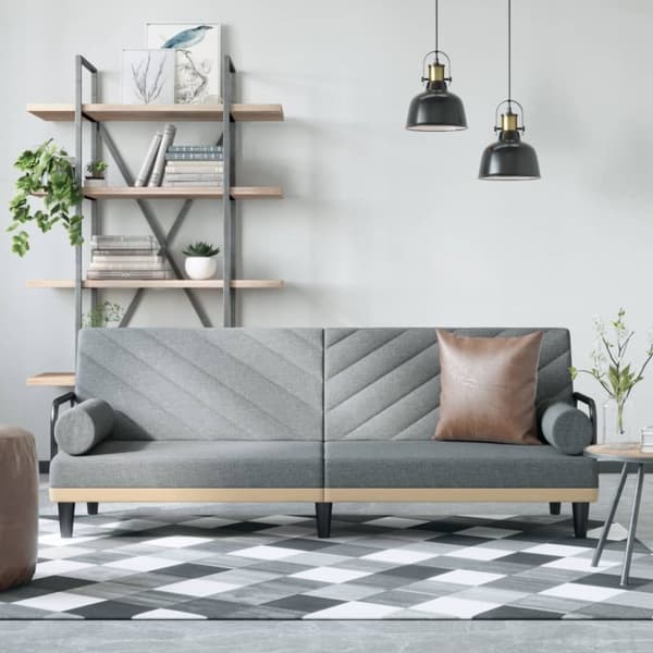 Bäddsoffa med armstöd ljusgrå tyg