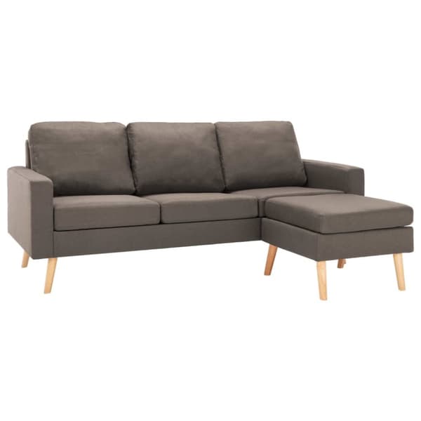 3-sitssoffa med fotpall taupe tyg
