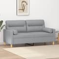 Miniatyrbild 1 av 2: 2-sits soffa med prydnadskuddar ljusgrå 140 cm tyg
