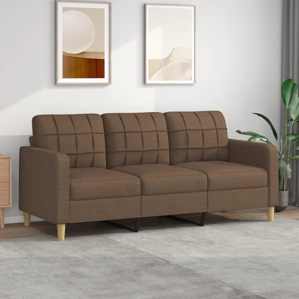 3-sitssoffa brun 180 cm tyg