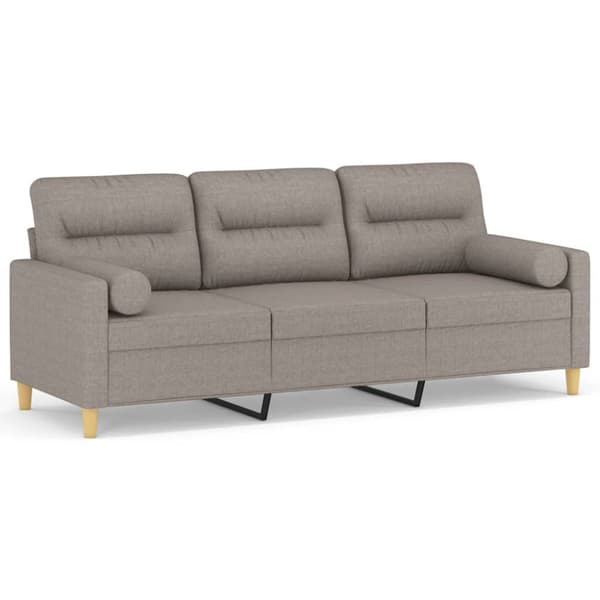3-sitssoffa med prydnadskuddar taupe 180 cm tyg