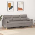 Miniatyrbild 1 av 2: 3-sitssoffa med prydnadskuddar taupe 180 cm tyg