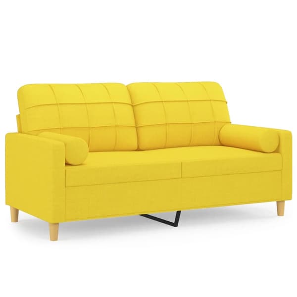 2-sits soffa med prydnadskuddar ljusgul 140 cm tyg