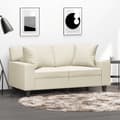 Miniatyrbild 1 av 2: 2-sits soffa med prydnadskuddar gräddvit 120 cm konstläder