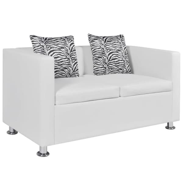 Soffa 2-sits konstläder vit