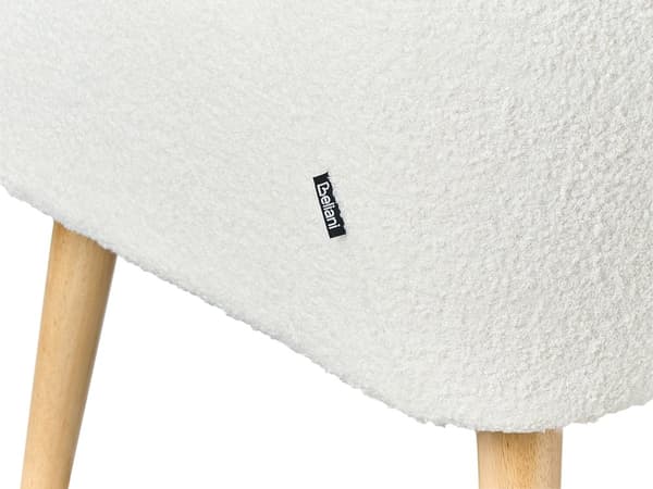 Kökssoffa Vit Polyester Bouclé Klädsel 2-sits Tuftad Ljusa Träben