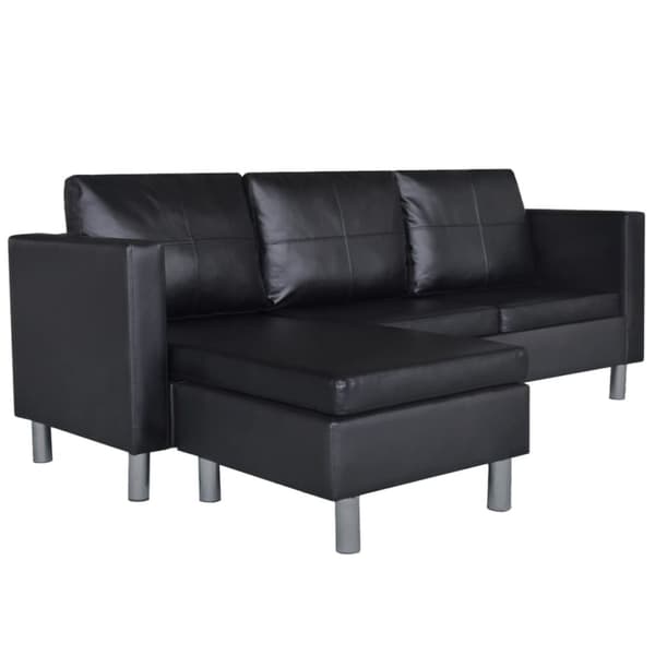 Divansoffa 3-sits konstläder svart