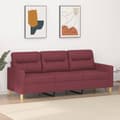 Miniatyrbild 1 av 2: 3-sitssoffa vinröd 180 cm tyg