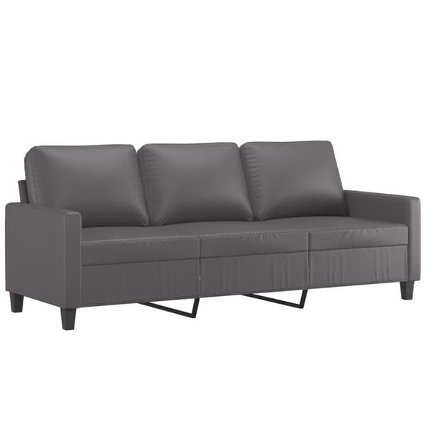 3-sitssoffa grå 180 cm konstläder