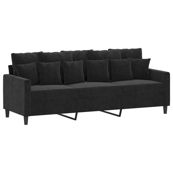 3-sitssoffa svart 180 cm sammet