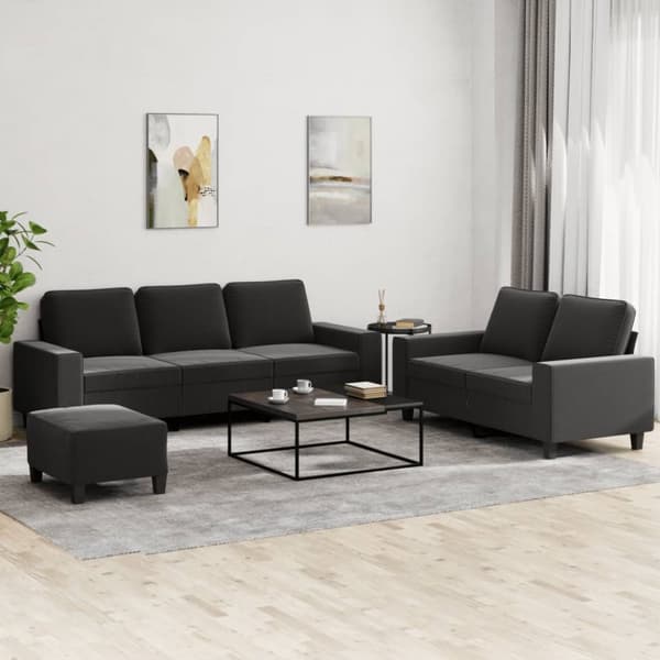 Soffgrupp 3 delar svart tyg
