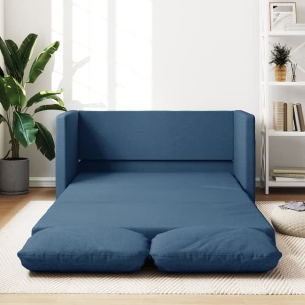 Golvbäddsoffa 2-i-1 blå 112x174x55 cm tyg