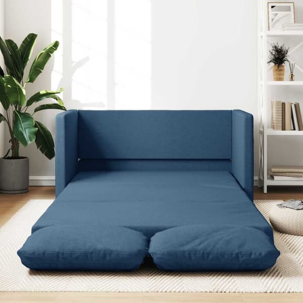 Golvbäddsoffa 2-i-1 blå 112x174x55 cm tyg