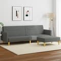 Miniatyrbild 1 av 2: Bäddsoffa 2-sits med fotpall mörkgrå tyg