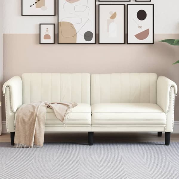 Soffa 2-sits gräddvit sammet