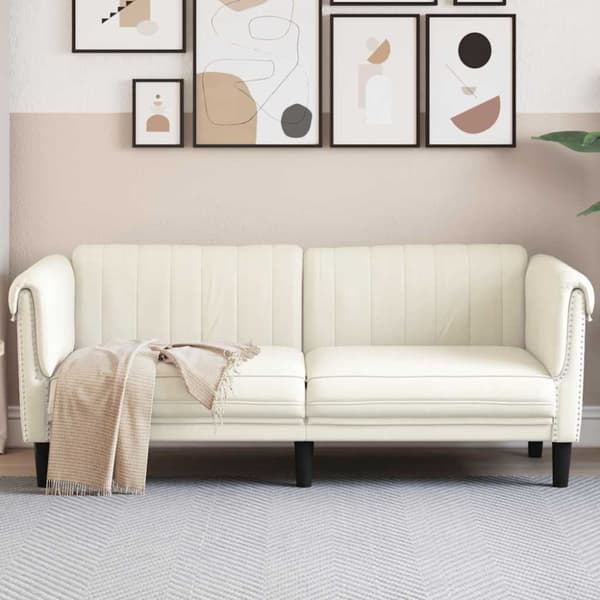 Soffa 2-sits gräddvit sammet