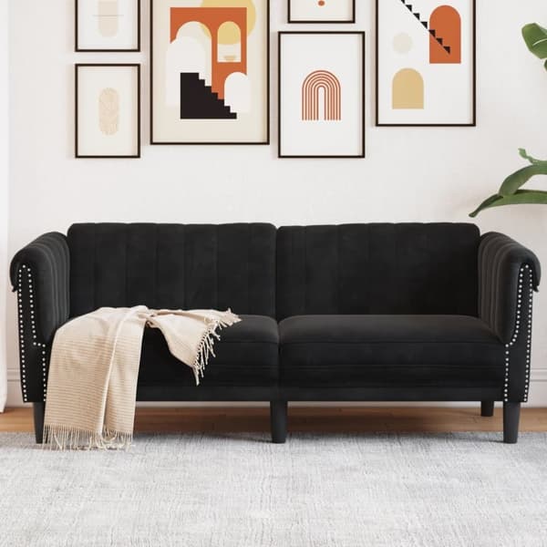 Soffa 2-sits svart sammet