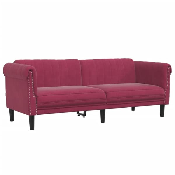 Soffa 3-sits vinröd sammet