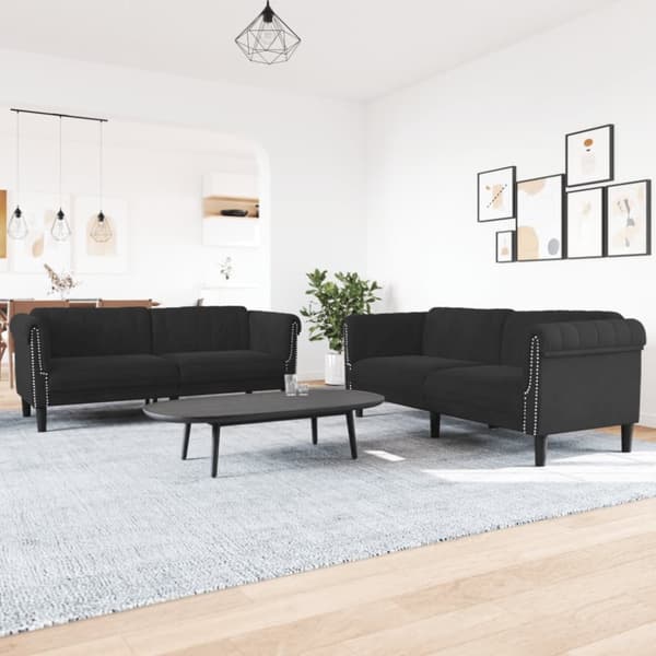 Soffgrupp 2 delar svart sammet