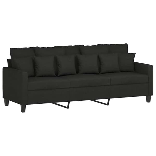 3-sitssoffa svart 180 cm tyg