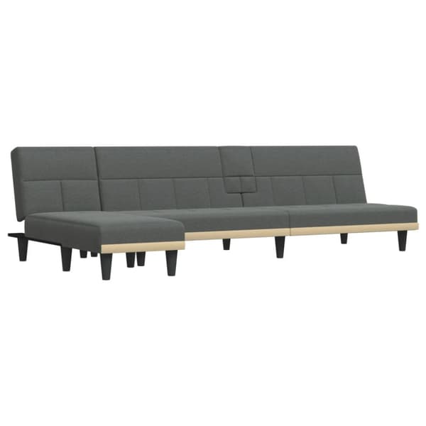 L-formad soffa mörkgrå 255x140x70 cm tyg