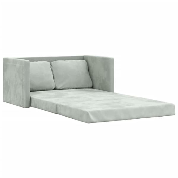 Golvbäddsoffa 2-i-1 Ljusgrå 122x204x55 cm sammet
