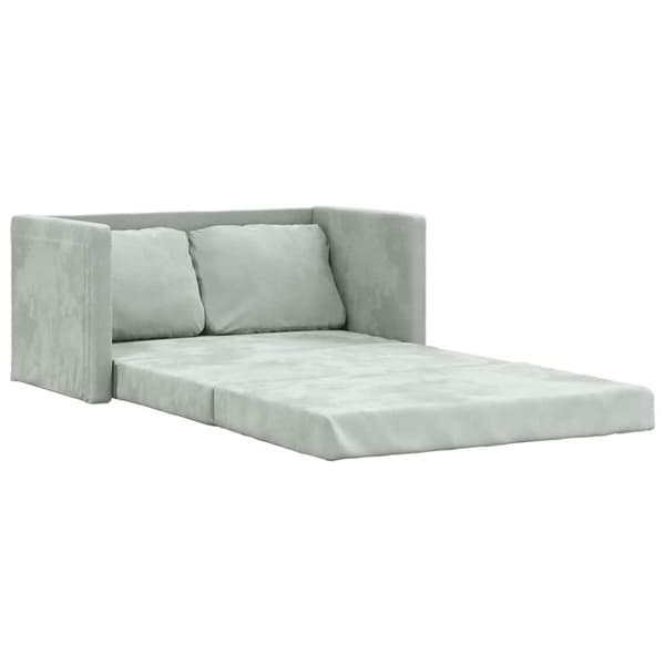 Golvbäddsoffa 2-i-1 Ljusgrå 122x204x55 cm sammet