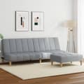 Miniatyrbild 1 av 2: Bäddsoffa 2-sits med fotpall ljusgrå tyg