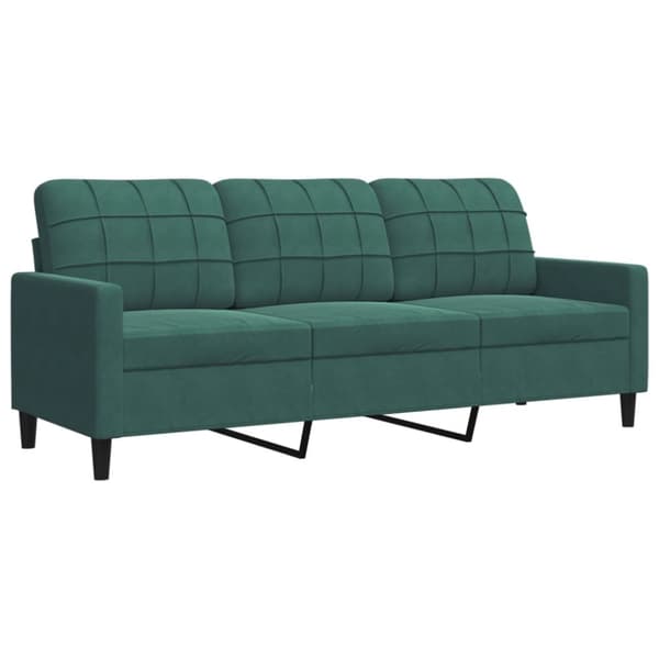 3-sitssoffa mörkgrön 180 cm sammet