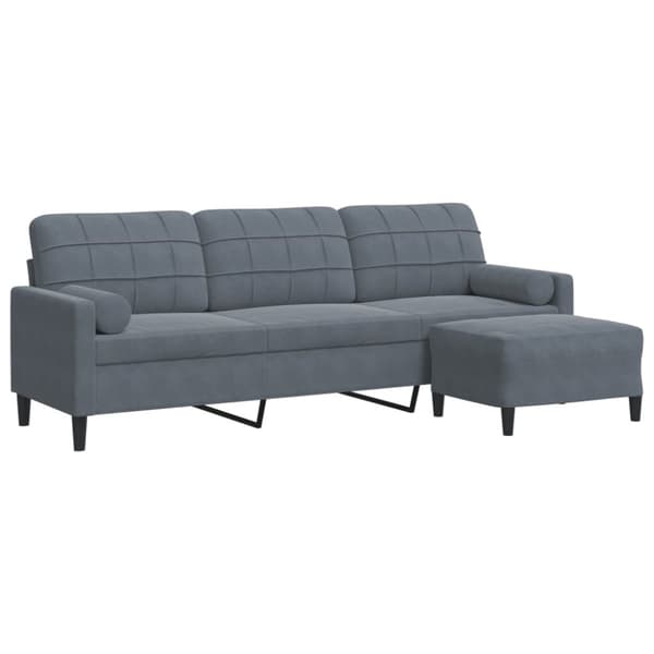 3-sitssoffa med fotpall Mörkgrå 210 cm sammet