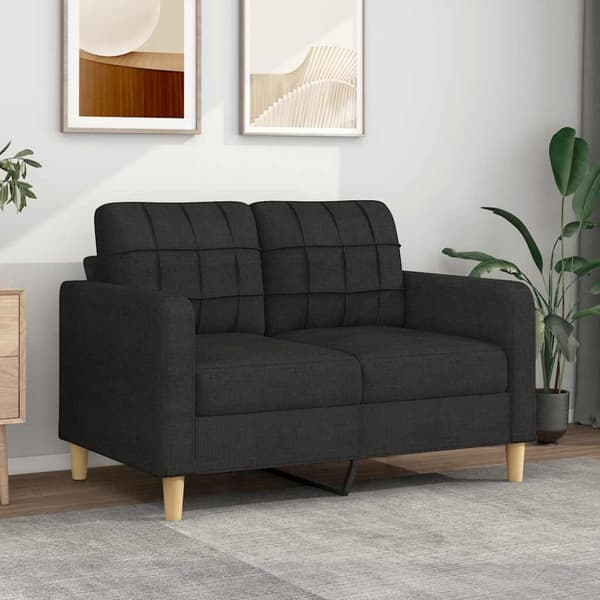 2-sitssoffa ljusgrå Svart 120 cm tyg