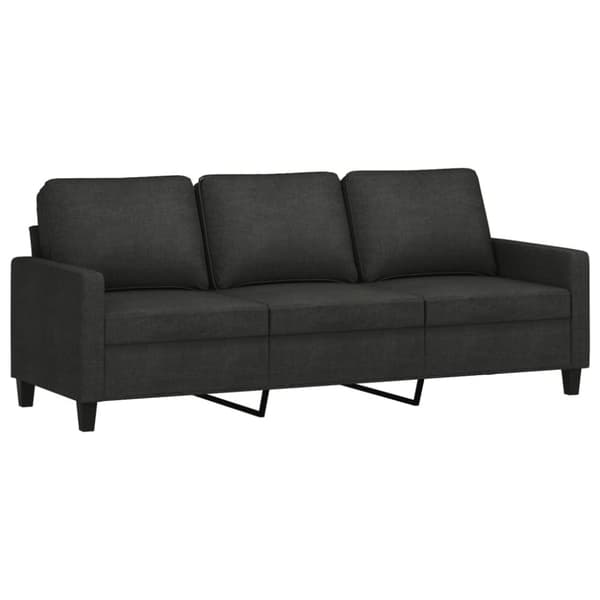 3-sitssoffa svart 180 cm tyg