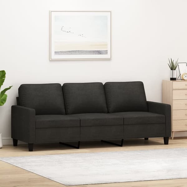 3-sitssoffa svart 180 cm tyg