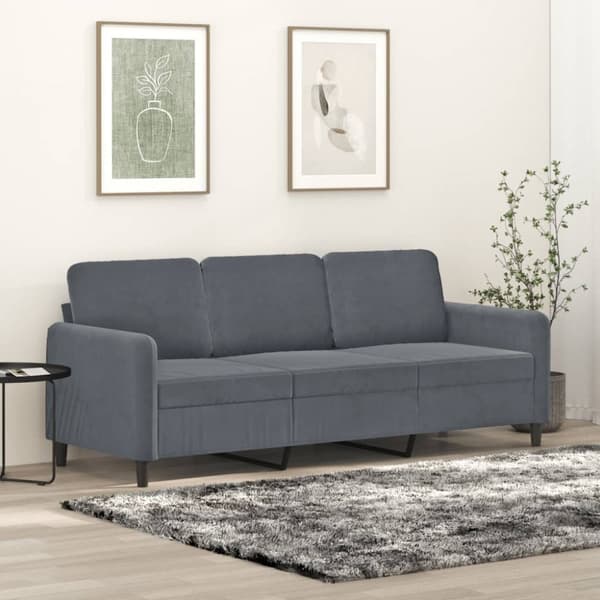 3-sitssoffa mörkgrå 180 cm sammet