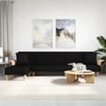 Miniatyrbild 1 av 2: L-formad bäddsoffa svart 279x140x70 cm tyg