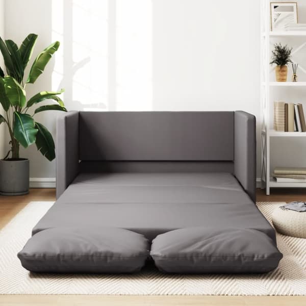 Golvbäddsoffa 2-i-1 grå 112x174x55 cm konstläder