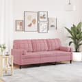 Miniatyrbild 1 av 2: 3-sitssoffa med prydnadskuddar rosa 180 cm sammet