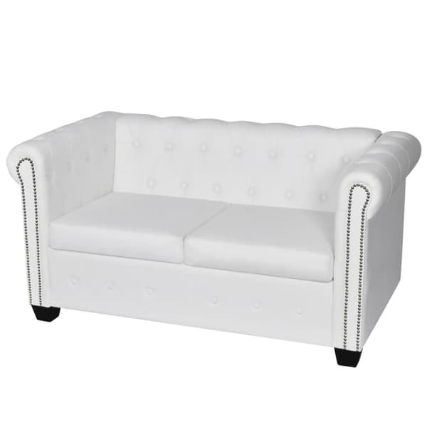 Chesterfield 2-sits konstläder vit