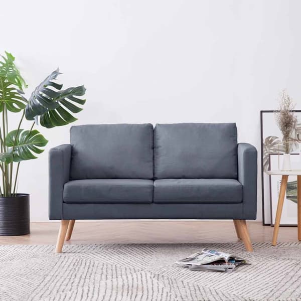 Soffa 2-sits tyg mörkgrå